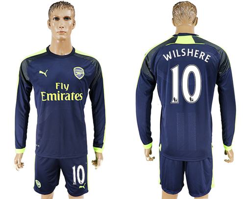 Arsenal #10 Wilshere Sec Away Long Sleeves Soccer Club Jersey